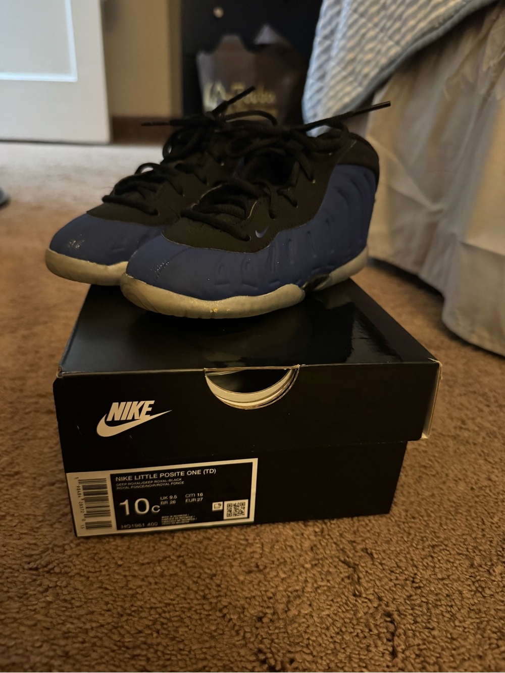 Nike Little Posite One Kids Sneakers in Navy and Black